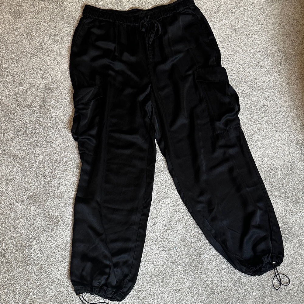 Forever 21 Black Satin Jogger Pants